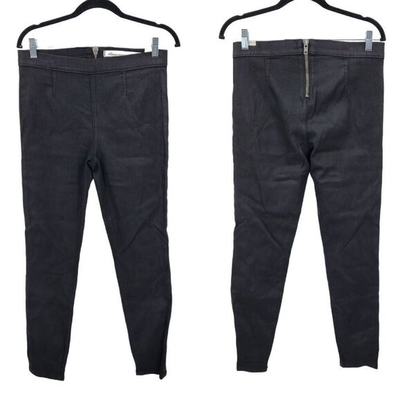 Lovers + Friends Denim Black Wax High Rise Skinny Jeans 30 Exposed Zipper Baddie - Picture 1 of 12